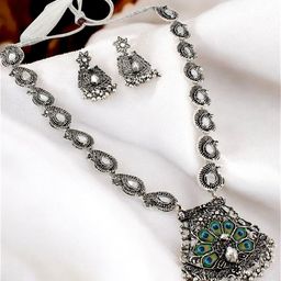 LUCKY JEWELLERY Silver-PlatedArtificial Studded & Ghungroo Jewellery Set-image-55