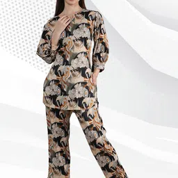 NEYSA Floral Printed Notch Neck Tunic With Trousers-picture-36