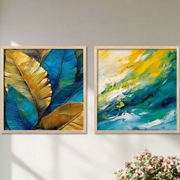 WALLLANE Brown Set of 2 Piece Wood Modern Wall Art With Frame-image-4