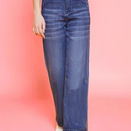 KATLINE Women Smart Straight Fit High-Rise Light Fade Stretchable Jeans-picture-29