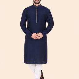 Ethniks Neu-Ron Men Solid Satin Kurta with Pyjamas-image-88