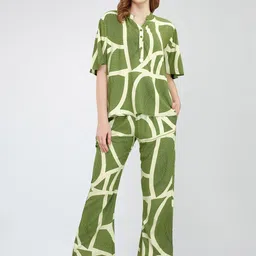 Moda Rapido Printed Mandarin Collar Top With Trousers Co-Ords-picture-45