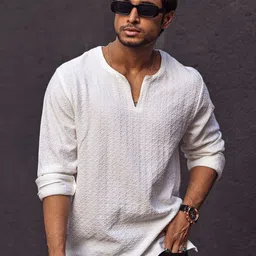 Powerlook Men Self Design Mandarin Collar India Slim Casual Shirt-image-46