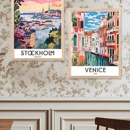 Kotart Brown And Blue 2 Piece Wood Abstract Wall Paintings-picture-32