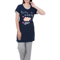E-MAX Women Blue Cotton Blend Night suits-picture-38