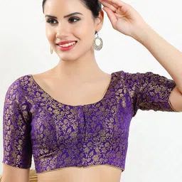 VAMAS - THE DESIGNER BLOUSES Round NeckSaree Blouse-picture-29