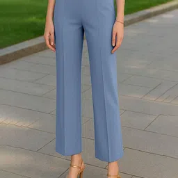 SWADESI STUFF Women Mid Rise Relaxed Fit Bootcut Trousers-image-42