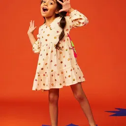 Somersault Print Flutter Sleeve A-Line Dress-image-56