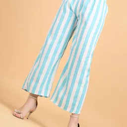 Popwings Women Striped Smart Loose Fit Mid-Rise Easy Wash Trousers-image-37