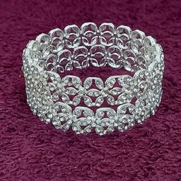 CHRISHAN Set Of 2 Sliver Plated Stone Studded Bangles-9
