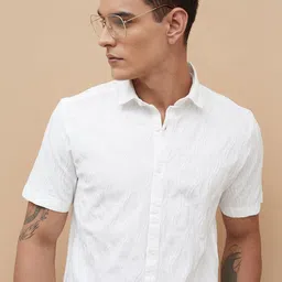 CODE by Lifestyle Men Textured Spread Collar Cotton Casual Shirt-image-73