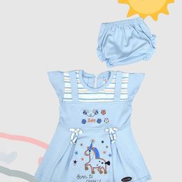 SHAKTI CREATION Girls Floral Print Flutter Sleeve Fit & Flare Dress-35