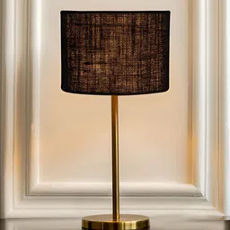 Aura Black Metal Traditional Cylindrical Shaped Table Lamp-image-10