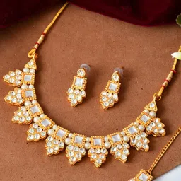 Anouk Gold-Plated Brass Artificial Beads Necklace & Earrings-image-95