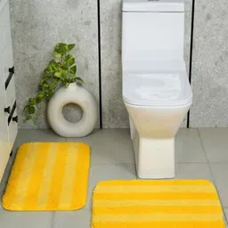 Saral Home 2Pcs Yellow Striped Microfibre 2200 GSM Anti-Skid Bath Rugs-image-80
