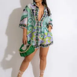 LULU & SKY Printed Shirt Collar Shirt With Shorts Co-Ords-picture-40