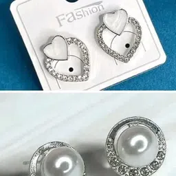 TANLOOMS Set Of 2 Studs Heart & Moon Shaped Earrings-10
