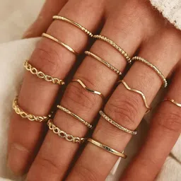 TheVineGirl Women 14 Pcs Multi Designs Ring Set-picture-41