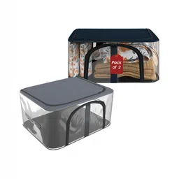 Aura Navy Blue & Transparent Wardrobe Drawer Organisers-47