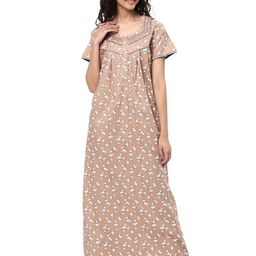 KOVIRA Women Floral Printed Pure Cotton Maxi Nightdress-image-97