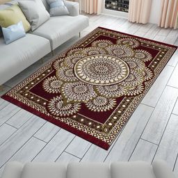Furnishing Hut Maroon & Green Printed Non-Slip & Durable Cotton Carpet-40