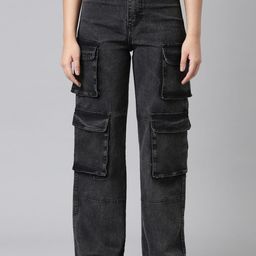 ZHEIA Women Cotton Wide Leg High-Rise Light Fade Stretchable Jeans-image-41