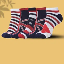 MJE Men Pack Of 5 Patterned Ankle Length Socks-image-9