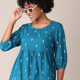 V-Mart Women Conversational Printed Round Neck Cotton Top-24