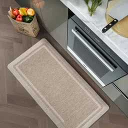 OBSESSIONS Beige & White Textured Stain & Water Resistant Floor Mat-19