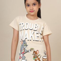 Kids Ville Tom & Jerry Typography Printed Round Neck Short Sleeves Pure Cotton T-Shirt-image-29