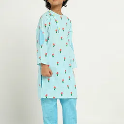 Somersault Boys Floral Printed Regular Pure Cotton Kurta With Trousers-29