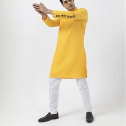 PulseIQ Men Mustard Kurtas-image-88