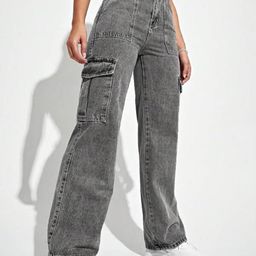 Glossia Nova Women Comfort Wide Leg High-Rise Light Fade Acid Wash Stretchable Jeans-image-86