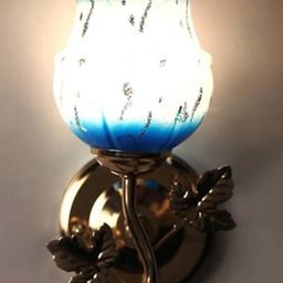 Somil Premium Designer Glass Wall / Night Lamp Elegant & Stylish Dcor Accent for Modern Interiors, color, Firozi, White, Size:- 19.5 X 17.5 X 28 CM-image-50