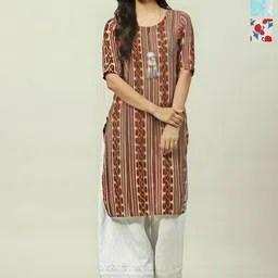 Anouk Rustic Selection Of 3 Geometric Printed Round Neck Straight Kurtas-0