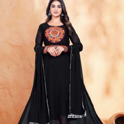 Embroidered Georgette Stitched Flared/A-line Gown-image-41