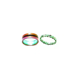 Dynamic Retail Global Set of 2 Rings for Men & Women, Multicolor-Green Alloy Ring ()-image-10
