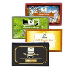 SPARSHAM-NATURE'S TOUCH Pack Of 4 Natural Haldi Chandan & Charcoal Soap - 125 g Each-image-36