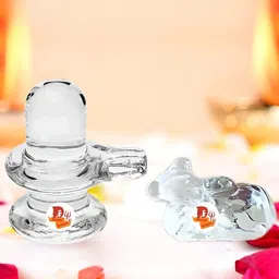 DARIDRA BHANJAN Transparent 2 Pieces Shivling With Nandi Religious Idol Showpiece-17