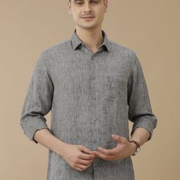 Linen Club Men Contemporary Spread Collar Solid Slim Fit Casual Shirt-image-17
