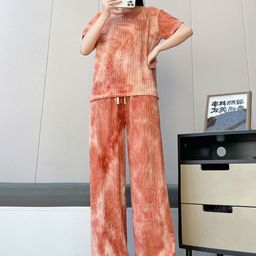 Lugo Tie And Dyed Self Design Round Neck T-shirt With Trouser-28