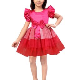 HERE&NOW Girls Puff Sleeve Net Fit & Flare Dress-image-22