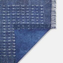 Fabindia Blue & White Printed Rectangular Small Dhurrie image 3
