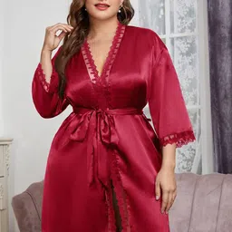 ETC Lace Detail Robe Comes With Belt-image-88