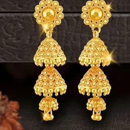 DIVASTRI Gold-Plated Dome Shaped Jhumkas-image-69