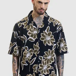 Snitch Men Relaxed Boxy Floral Opaque Printed Casual Shirt-image-86