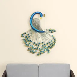 vedas Mystic Indiana Blue & Green Textured Metal Royal Peacock Wall Decor-image-65