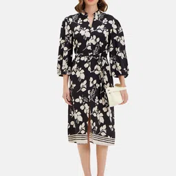 Kazo Floral Print Formal Shirt Midi Dress-picture-14
