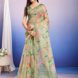 Mitera Floral Sequinned Organza Designer Saree-image-45