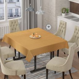 BIGGER FISH Beige 6-Seater Self Design Quilted Square Velvet Table Cover-8